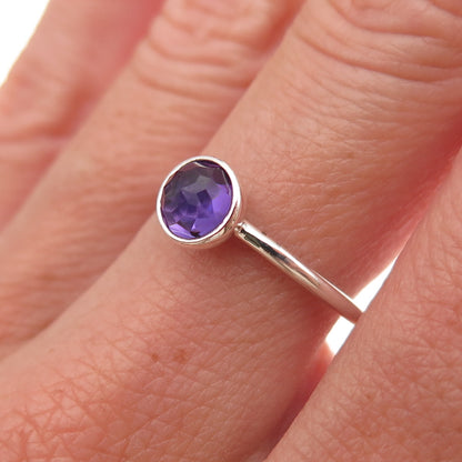 Pandora Sterling Silver Real Amethyst February Birthday Blooms Ring Size 6.75