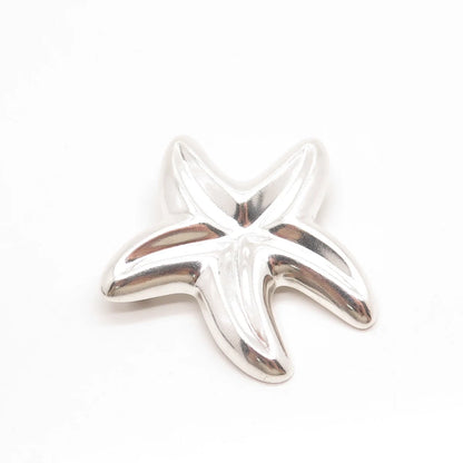 925 Sterling Silver Vintage Ribbed Starfish Pin Brooch