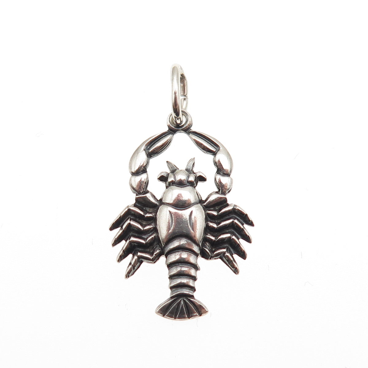 833 Silver Vintage European Cancer Zodiac Engraved Mini Charm Pendant