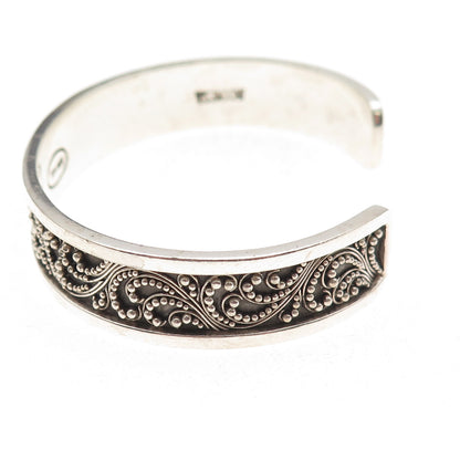 Lois Hill Sterling Silver Vintage Granulated Scroll Adjustable Bracelet 6.75"