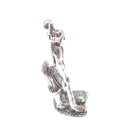 SUNWEST 925 Sterling Silver Vintage Female Golf Player 3D Charm Pendant