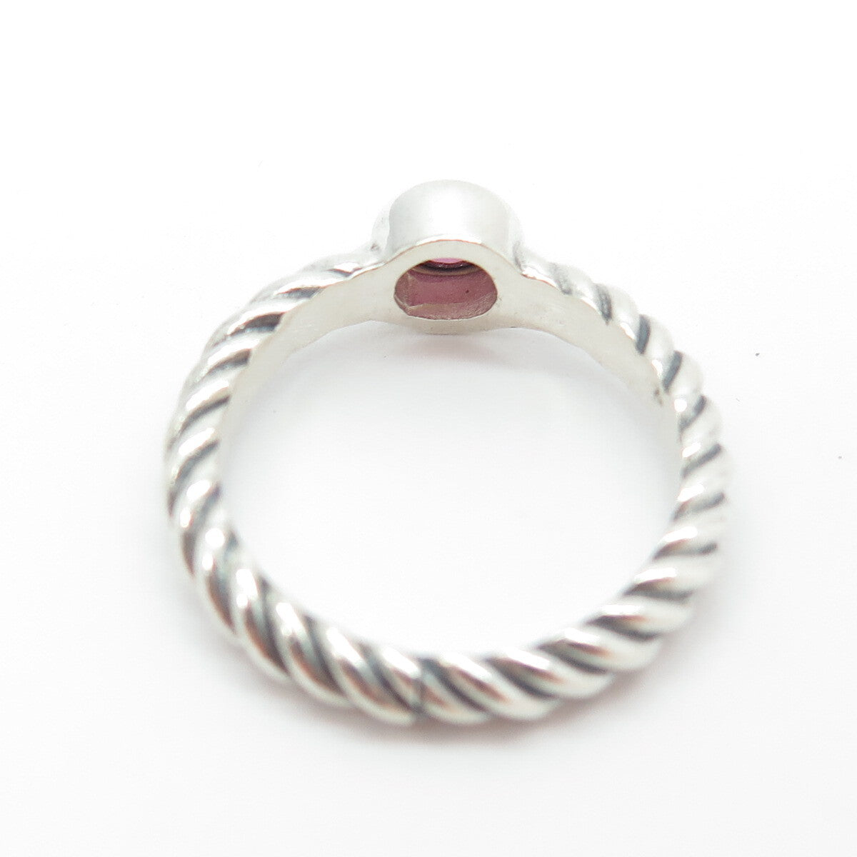 925 Sterling Silver Vintage Real Tourmaline Twisted Rope Ring Size 6.5