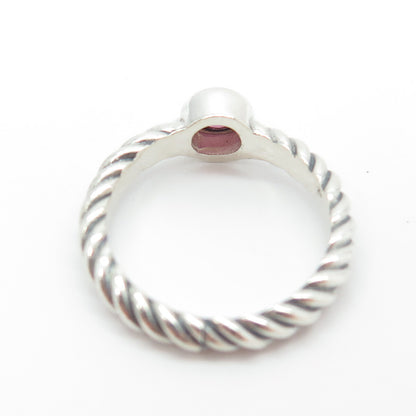 925 Sterling Silver Vintage Real Tourmaline Twisted Rope Ring Size 6.5