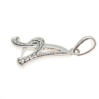 925 Sterling Silver Real Round-Cut Diamond Letter "A" Initial Pendant