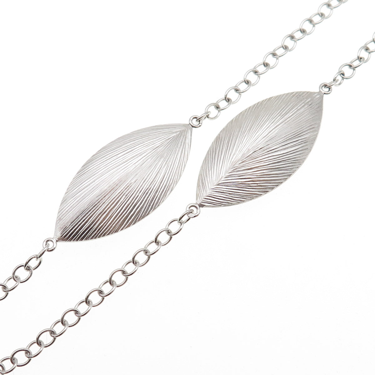 925 Sterling Silver Petal Station Cable Chain Necklace 28"