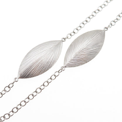 925 Sterling Silver Petal Station Cable Chain Necklace 28"