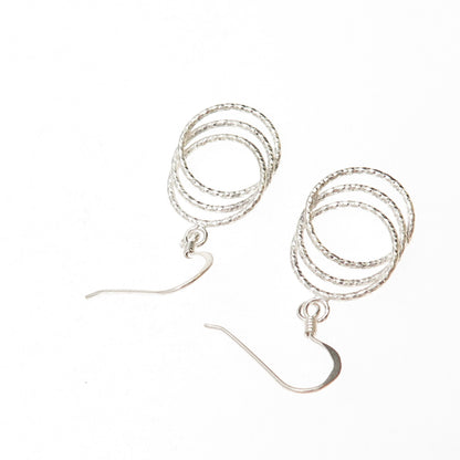925 Sterling Silver Interlocked Circle Dangle Earrings