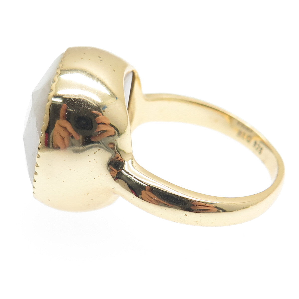 BLQ Basiq Jewelry 925 Sterling Silver Gold Plated Real Quartz Ring Size 8.75