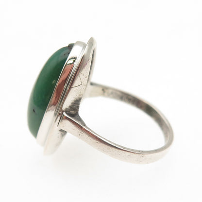 800 Silver Antique Art Deco GS Italy Real Chrysoprase Ring Size 6.75