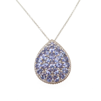 925 Sterling Silver Real Oval-Cut Tanzanite Cluster Cable Chain Necklace 18"