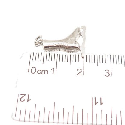 925 Sterling Silver Vintage Ice Skating Shoe Oxidized 3D Charm Pendant