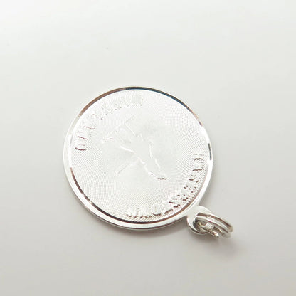 925 Sterling Silver Vintage AC Hagerstown MD Round Tag Pendant