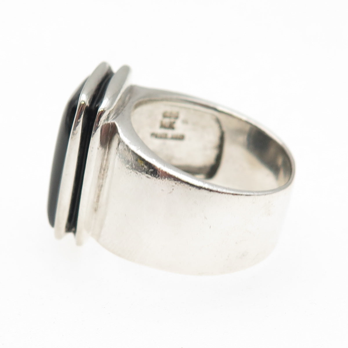 925 Sterling Silver Vintage Real Black Onyx Oxidized Ring Size 8.75