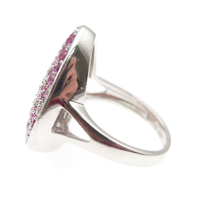925 Sterling Silver Lab-Created Pink Sapphire & Ruby Teardrop Ring Size 8