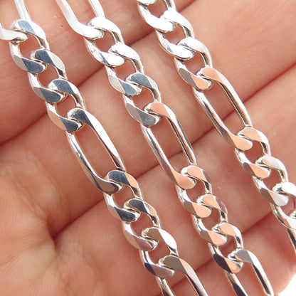 925 Sterling Silver Vintage Italy Figaro Chain Necklace 24"