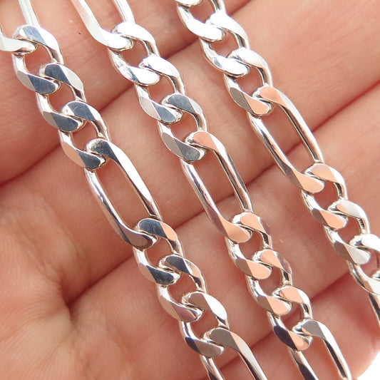 925 Sterling Silver Vintage Italy Figaro Chain Necklace 24"