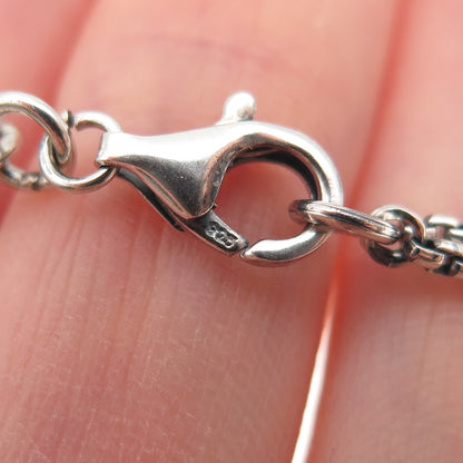 925 Sterling Silver Vintage Fleur de Lis Round Box Double Link Bracelet 7"