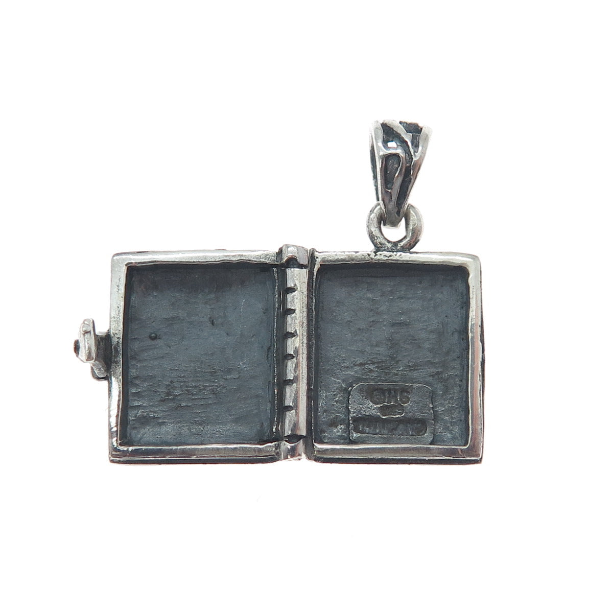 925 Sterling Silver Vintage Enamel USA Flag Cross Locket Oxidized Charm Pendant