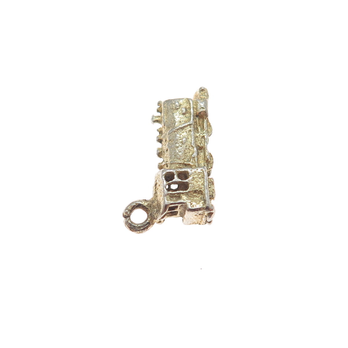 925 Sterling Silver Gold Plated Vintage Train Minimalist 3D Charm Pendant