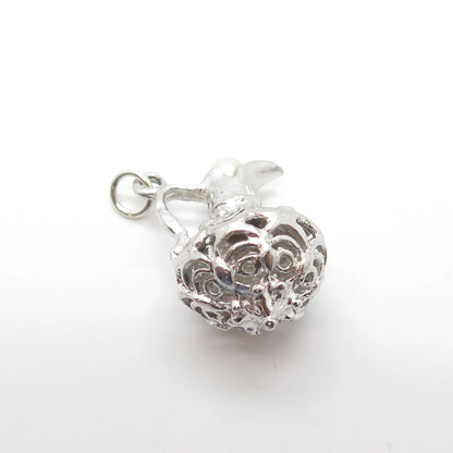 925 Sterling Silver Antique Art Deco Real Pearl Swirl Jug Charm Pendant