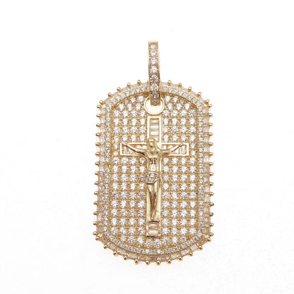 925 Sterling Silver Gold Plated C Z Crucifix Cross Pendant