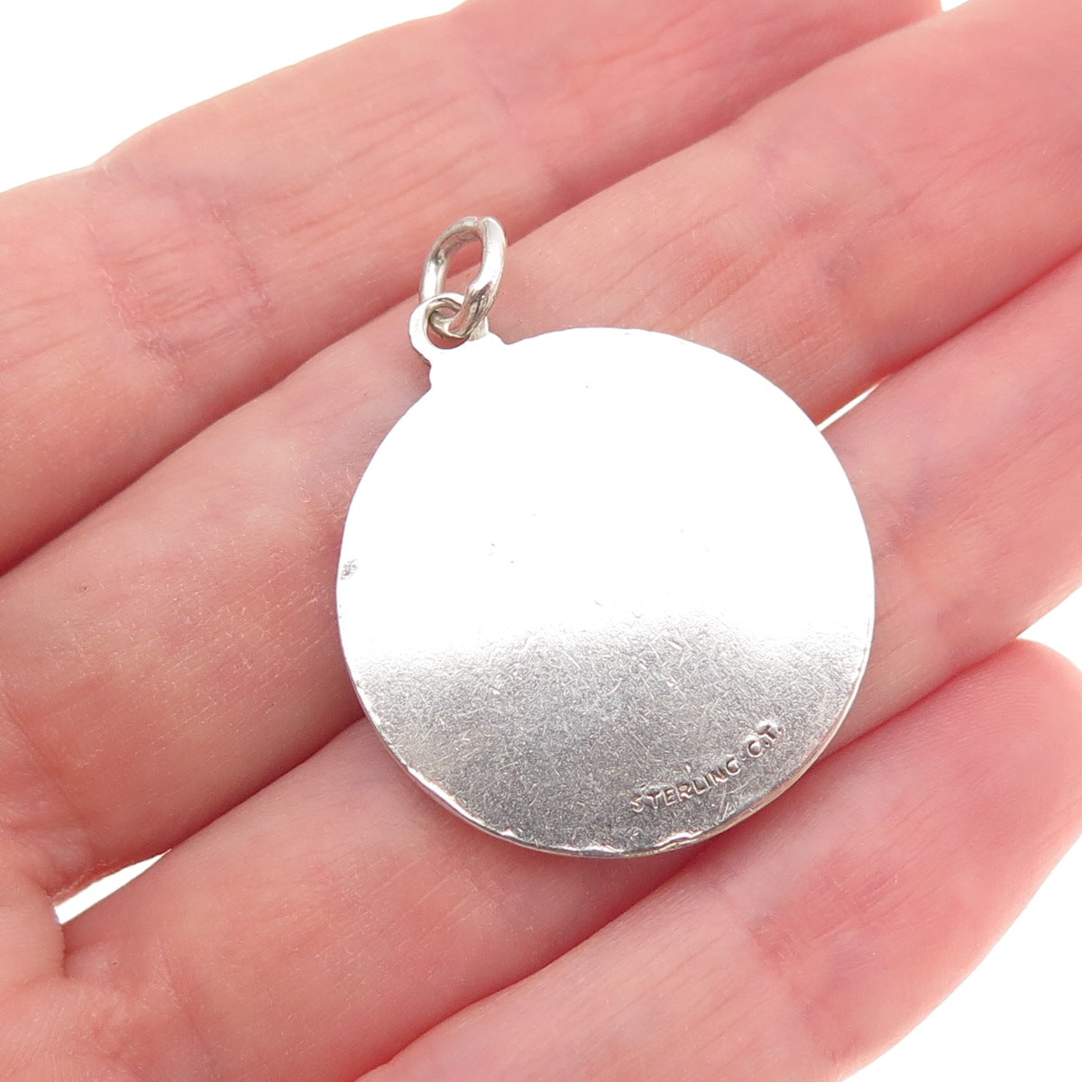 925 Sterling Silver Vintage St. Christopher Religious Medal Charm Pendant