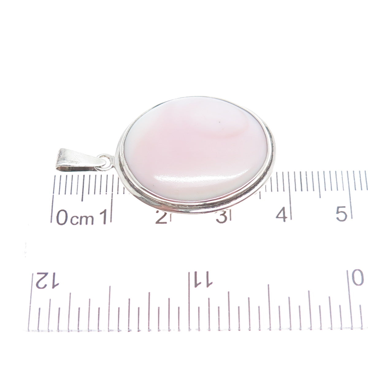 925 Sterling Silver Vintage Real Cabochon Pink MOP Charm Pendant