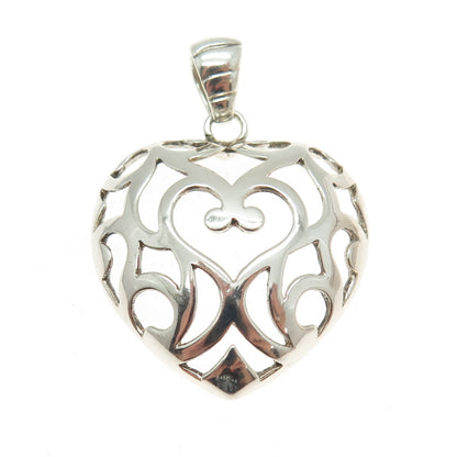 MILOR 925 Sterling Silver Vintage Italy Ornate Heart Pendant