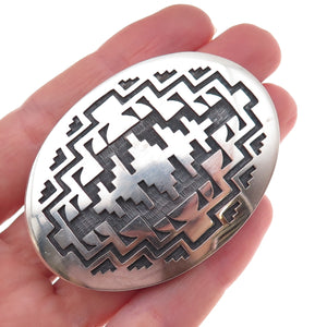 Manuel Hoyungowa Old Pawn 925 Sterling Silver Vintage Tribal Belt Buckle