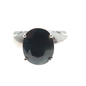 925 Sterling Silver Vintage BCBS Real Oval-Cut Sapphire Ring Size 8.25