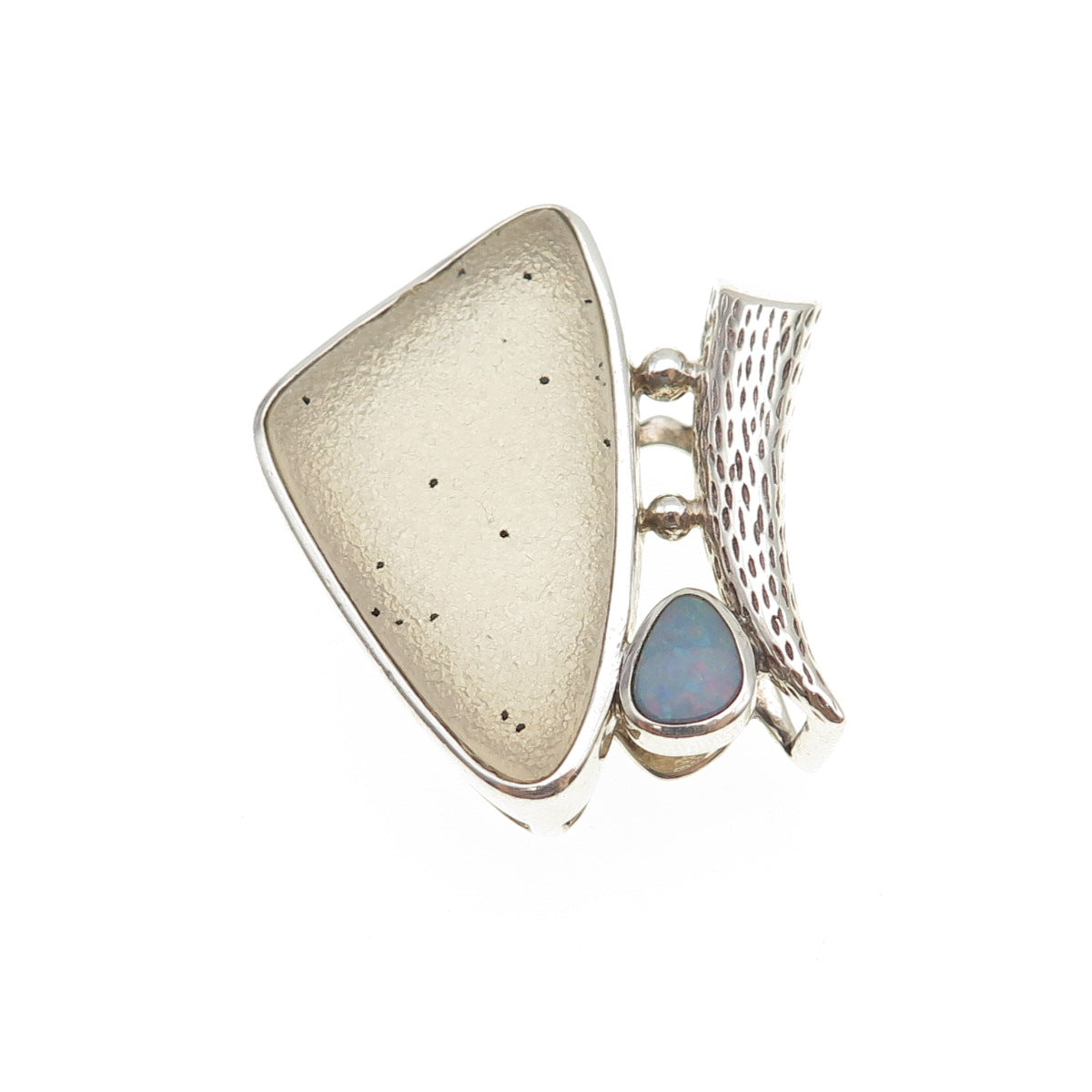 Whitney Kelly Sterling Silver Vintage Real Druzy & Opal Modernist Slide Pendant