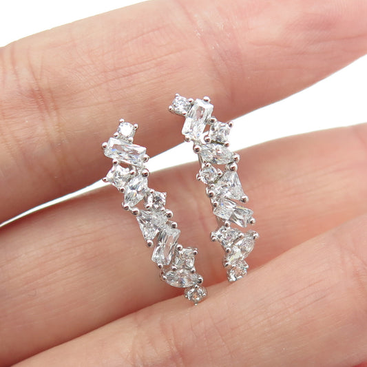 925 Sterling Silver Multi-C Z Earrings