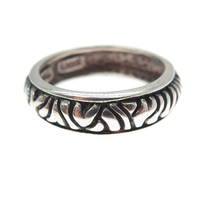 SX SALLY C 925 Sterling Silver Vintage Animal Pattern Oxidized Band Ring Size 7