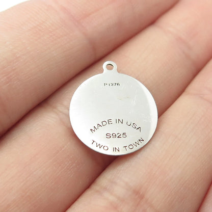 925 Sterling Silver USA Two In Town Dinosaur Charm Pendant