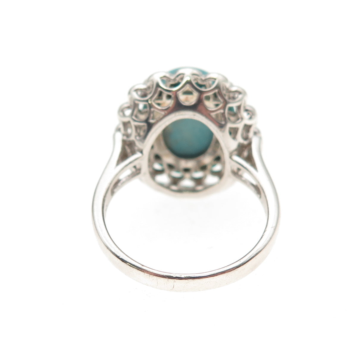 Lenox 925 Sterling Silver Real Bisbee Turquoise Floral Ring Size 7.25