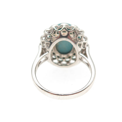 Lenox 925 Sterling Silver Real Bisbee Turquoise Floral Ring Size 7.25