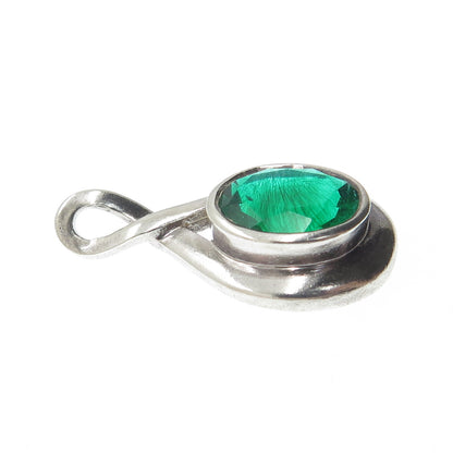 BOMA 925 Sterling Silver Vintage Faux Emerald Slide Pendant