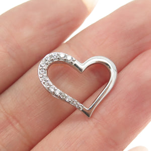 925 Sterling Silver C Z Open Heart Slide Pendant