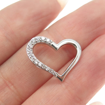 925 Sterling Silver C Z Open Heart Slide Pendant