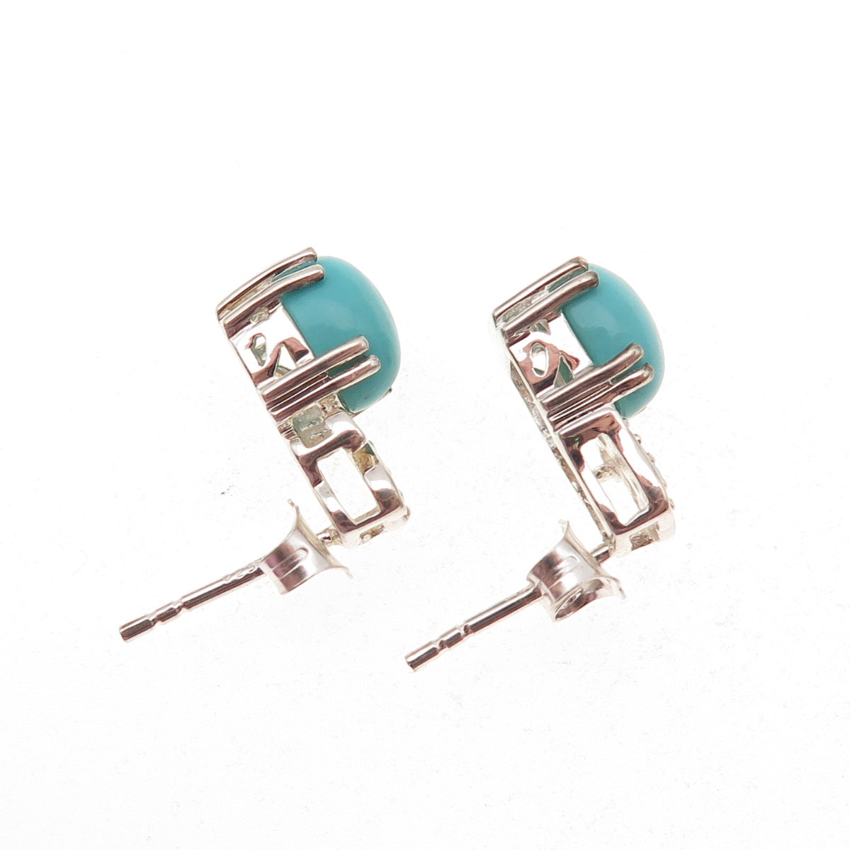 925 Sterling Silver Real Sleeping Beauty Turquoise & Apatite Earrings