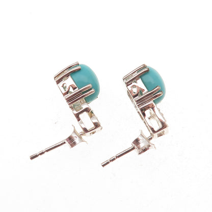 925 Sterling Silver Real Sleeping Beauty Turquoise & Apatite Earrings
