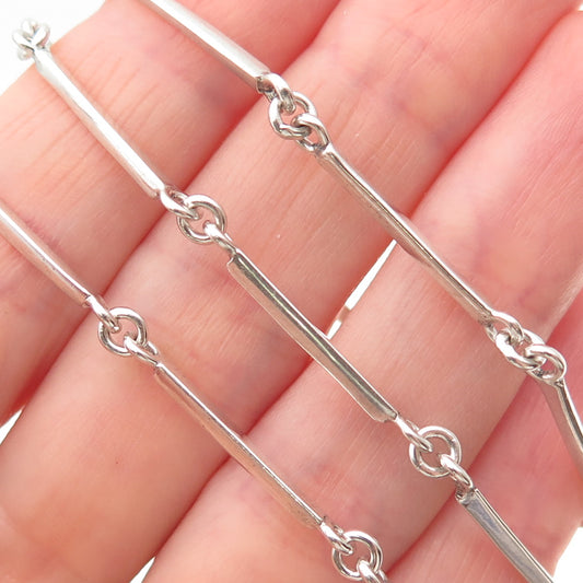 Maria Castillo Reveri 925 Sterling Silver Vintage Mexico Bar Chain Necklace 28"