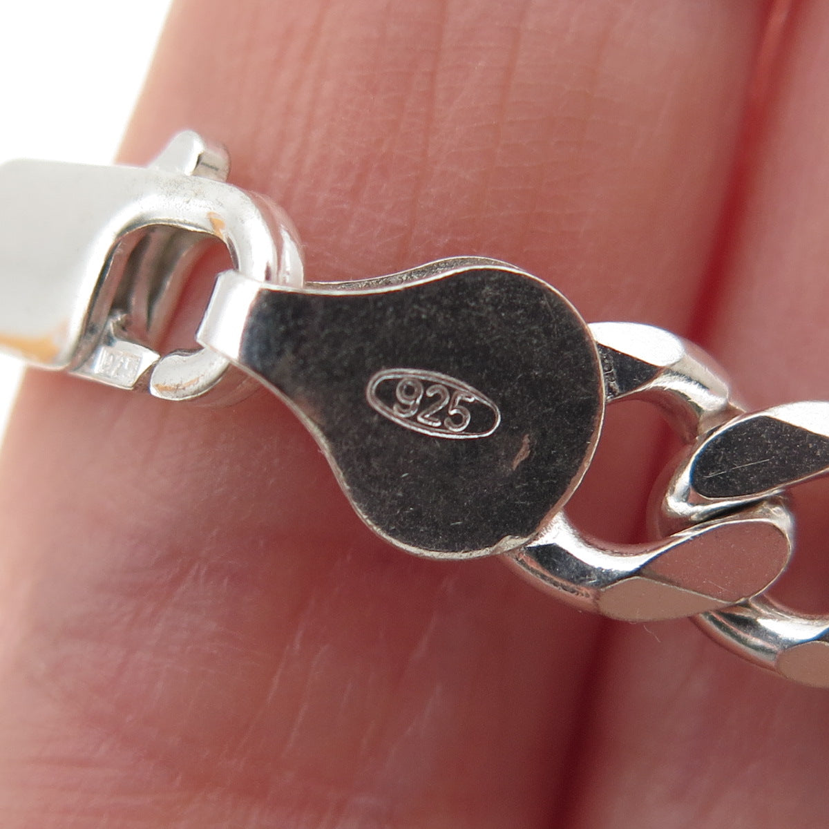 925 Sterling Silver Vintage Italy Curb Chain Necklace 22"