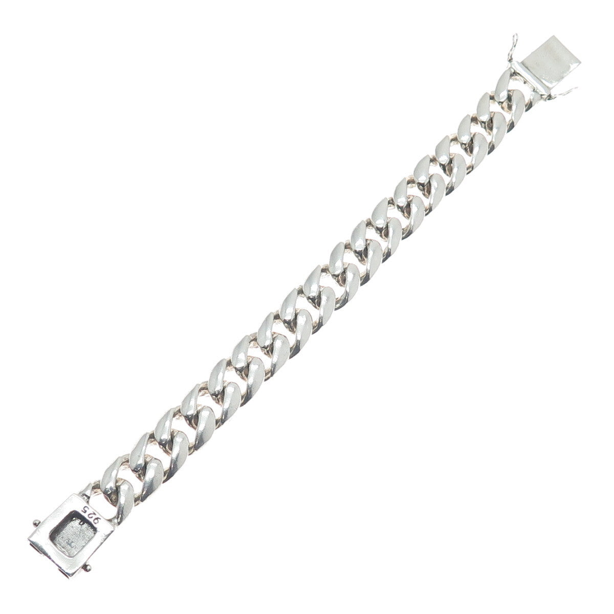 925 Sterling Silver Vintage Solid 99.6g. Cuban Link Bracelet 8"