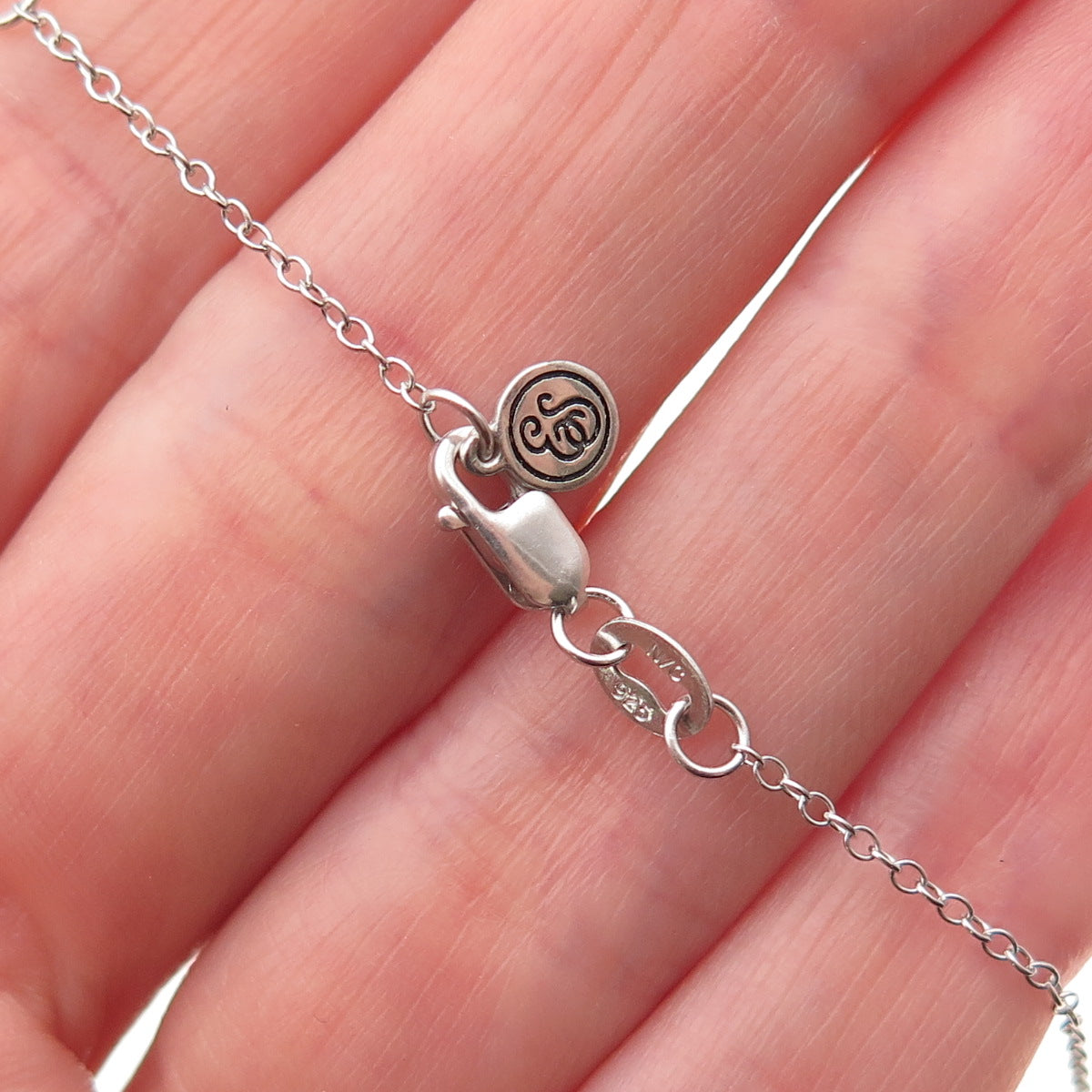 Ella Stein Sterling Silver Real Round-Cut Diamond Crescent Chain Necklace 18-20"