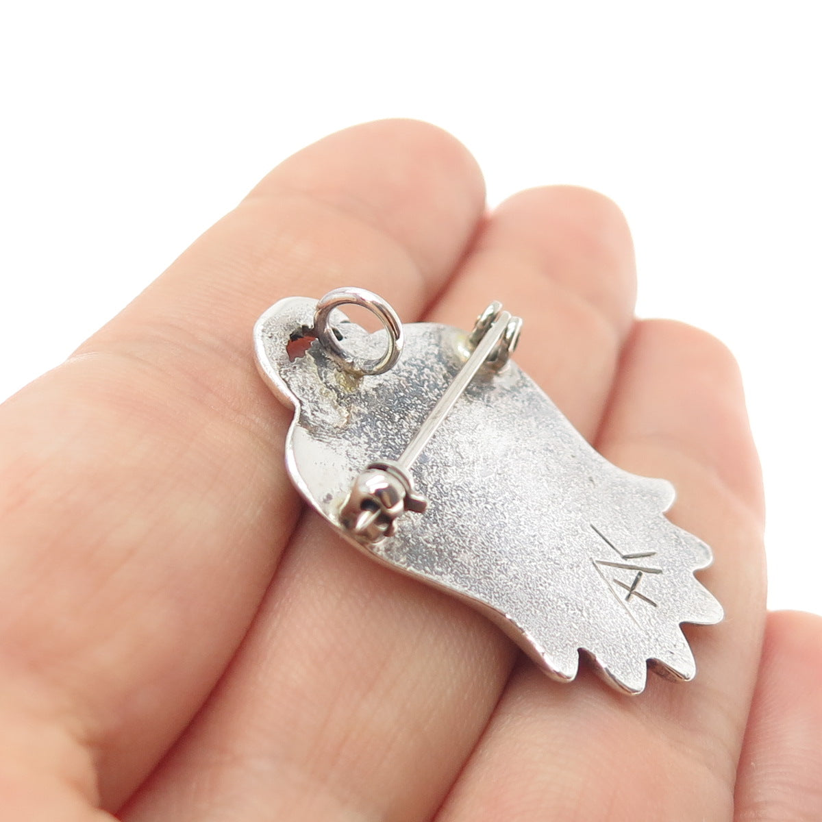 ALVIN THOMPSON Old Pawn 925 Sterling Silver Vintage Angel Pin Brooch / Pendant