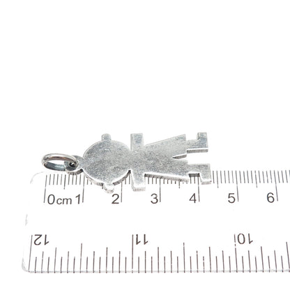 925 Sterling Silver Vintage Italy Baby Boy Oxidized Charm Pendant