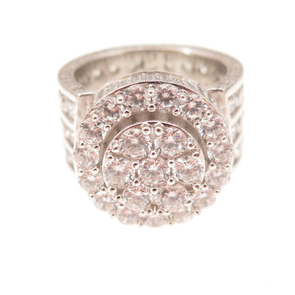 925 Sterling Silver Round-Cut C Z Statement Ring Size 9.5