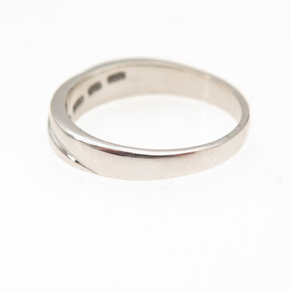 Pagoda 925 Sterling Silver Vintage Round-Cut C Z Band Ring Size 7
