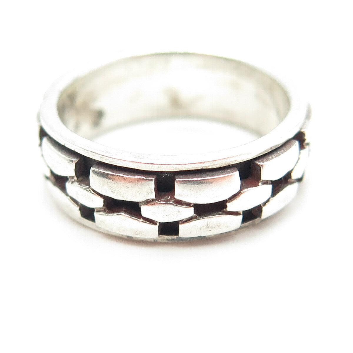 925 Sterling Silver Vintage Brisk Band Ring Size 10.25